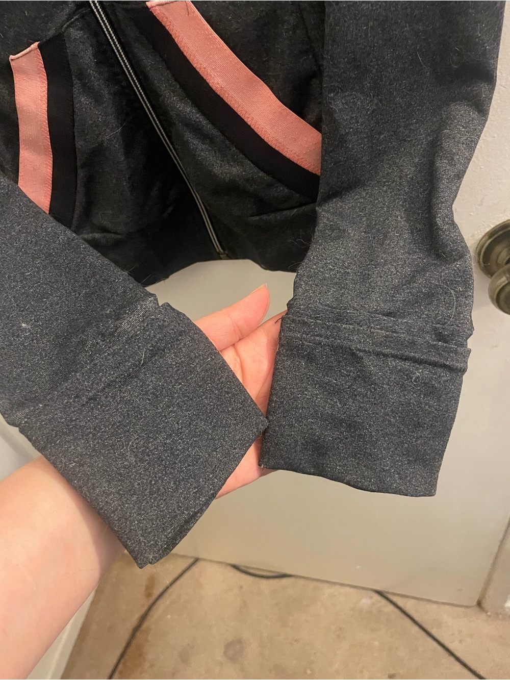 Prana Women's Gray Zip-Up Jacket with Pink & Black Accents on Pockets - Picture 7 of 10
